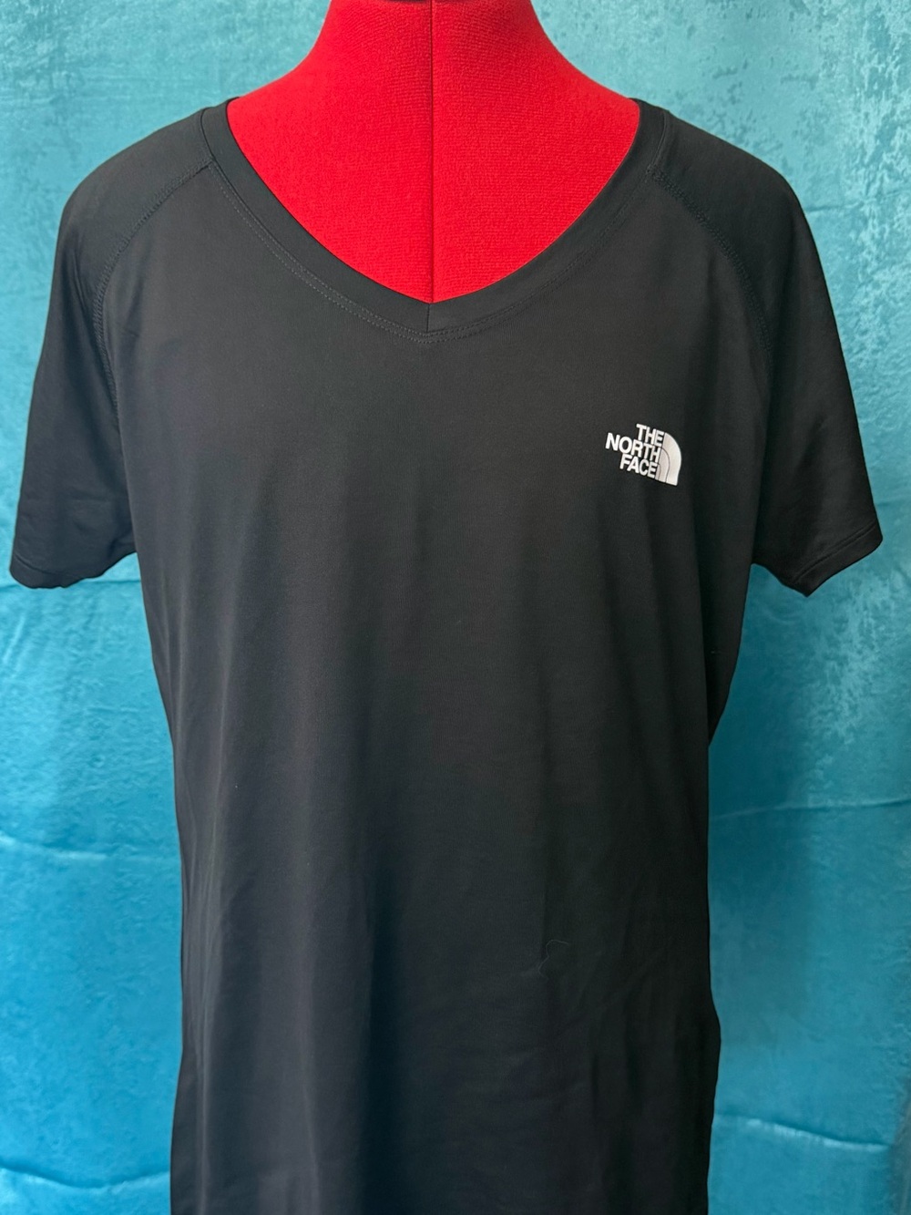 The North Face Black V-Neck Tee with White Logo